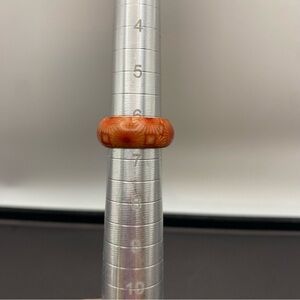 Carved Wood Dome Ring in Warm Orange-Tan